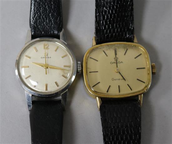 Two ladys Omega manual wind wrist watches.